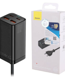 شارژر دیواری فست شارژ Baseus CCGP00010 4Port GaN3 Pro 5A 100W + کابل تبدیل تایپ سی