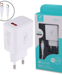 شارژر دیواری فست شارژ Sky Dolphin SC31T QC3.0 3.5A 18W + کابل تایپ سی