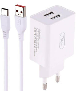 شارژر دیواری فست شارژ Sky Dolphin SC30T 2Port 2.1A 10.5W + کابل تایپ سی
