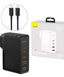 شارژر دیواری فست شارژ Baseus Gan2 Pro CCGAN2P-L0 4Port 5A QC3.0 PD 100W + کابل تبدیل تایپ سی