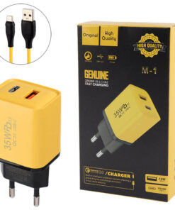 شارژر دیواری فست شارژ Genuine M-1 2Port QC3.0 PD3.0 3.4A 35W + کابل تایپ سی