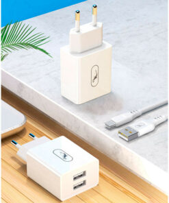 شارژر دیواری فست شارژ Sky Dolphin SC30T 2Port 2.1A 10.5W + کابل تایپ سی