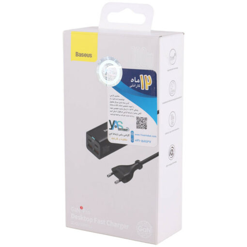 شارژر دیواری فست شارژ Baseus CCGP00010 4Port GaN3 Pro 5A 100W + کابل تبدیل تایپ سی