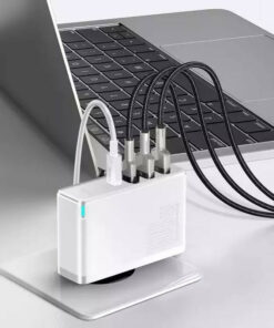 شارژر دیواری فست شارژ Baseus Gan2 Pro CCGAN2P-L0 4Port 5A QC3.0 PD 100W + کابل تبدیل تایپ سی