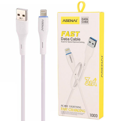 کابل آیفونی فست شارژ Asenai AC-003 3.1A 1m