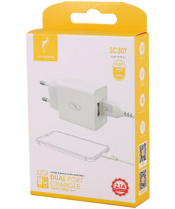 شارژر دیواری فست شارژ Sky Dolphin SC30T 2Port 2.1A 10.5W + کابل تایپ سی