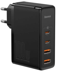 شارژر دیواری فست شارژ Baseus Gan2 Pro CCGAN2P-L0 4Port 5A QC3.0 PD 100W + کابل تبدیل تایپ سی
