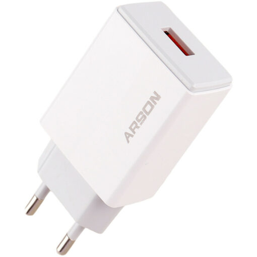 شارژر دیواری فست شارژ Arson AN-W3A QC3.0 3A 15W + کابل آیفونی