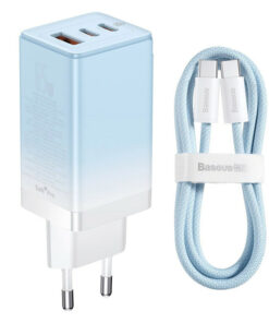 شارژر دیواری فست شارژ Baseus CCGP050101 3Port GaN3 Pro 3.25A 65W + کابل تبدیل تایپ سی