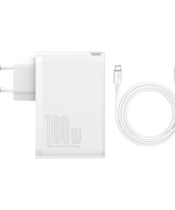 شارژر دیواری فست شارژ Baseus Gan2 Pro CCGAN2P-L0 4Port 5A QC3.0 PD 100W + کابل تبدیل تایپ سی