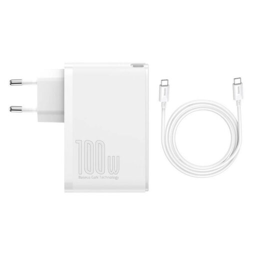 شارژر دیواری فست شارژ Baseus Gan2 Pro CCGAN2P-L0 4Port 5A QC3.0 PD 100W + کابل تبدیل تایپ سی