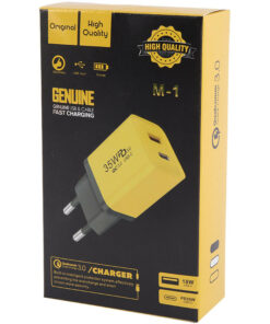 شارژر دیواری فست شارژ Genuine M-1 2Port QC3.0 PD3.0 3.4A 35W + کابل تایپ سی