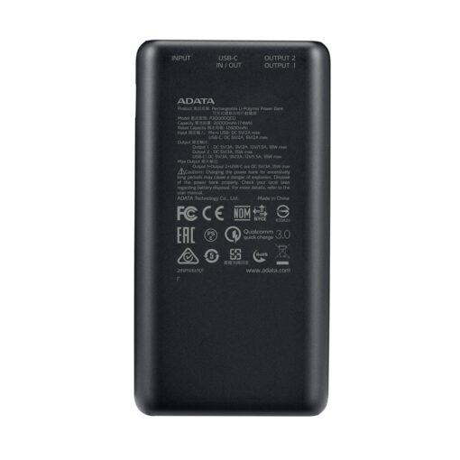 پاور بانک فست شارژ 20000 ای دیتا ADATA P20000QCD QC3 PD 18W
