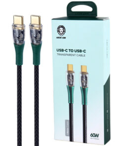 کابل تبدیل فست شارژ Green Lion Transparent Type-C To Type-C 3A 60W 1m