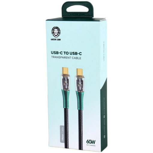 کابل تبدیل فست شارژ Green Lion Transparent Type-C To Type-C 3A 60W 1m