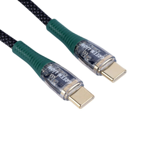 کابل تبدیل فست شارژ Green Lion Transparent Type-C To Type-C 3A 60W 1m