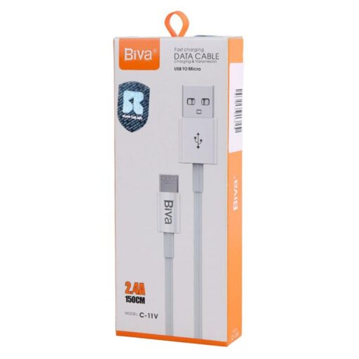 کابل میکرو یو اس بی فست شارژ Biva C-11V 2.4A 1.5m