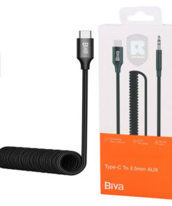 کابل تبدیل فنری Biva AUX-09T Type-C To AUX 1m