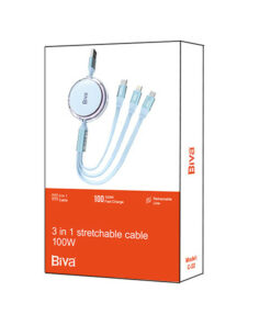 کابل 3 سر فست شارژ Biva C-22 5A 100W 1.1m