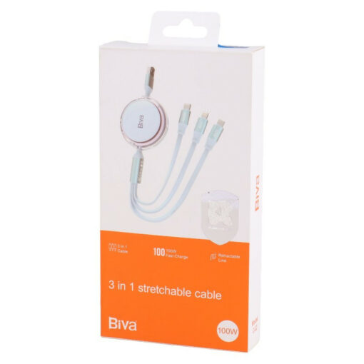 کابل 3 سر فست شارژ Biva C-22 5A 100W 1.1m