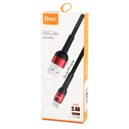 کابل میکرو یو اس بی فست شارژ Biva C-15V 2.4A 1.2m