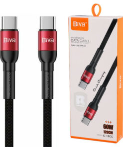 کابل تبدیل فست شارژ Biva C-15CC Type-C To Type-C 3A 60W 1.2m