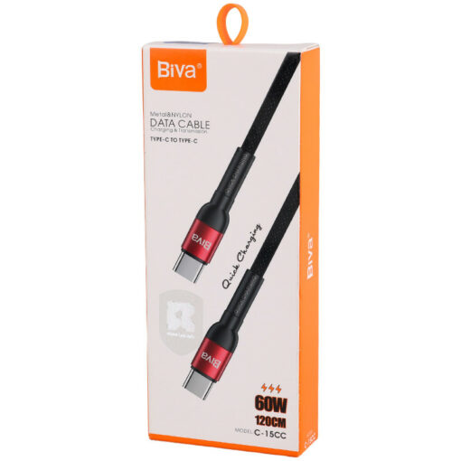کابل تبدیل فست شارژ Biva C-15CC Type-C To Type-C 3A 60W 1.2m