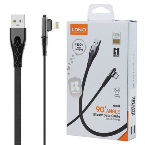 کابل آیفونی فست شارژ Ldnio LS581 2.4A 1m یکسر L