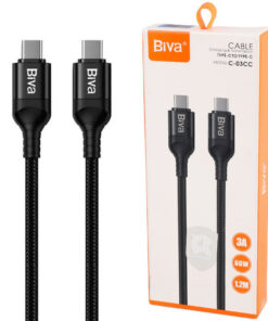 کابل تبدیل فست شارژ Biva C-03CC Type-C To Type-C 3A 60W 1.2m