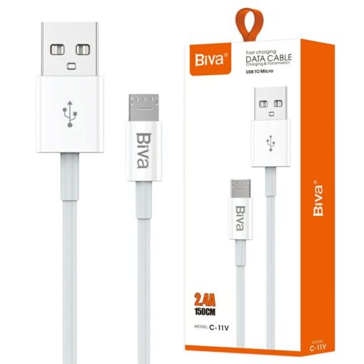 کابل میکرو یو اس بی فست شارژ Biva C-11V 2.4A 1.5m